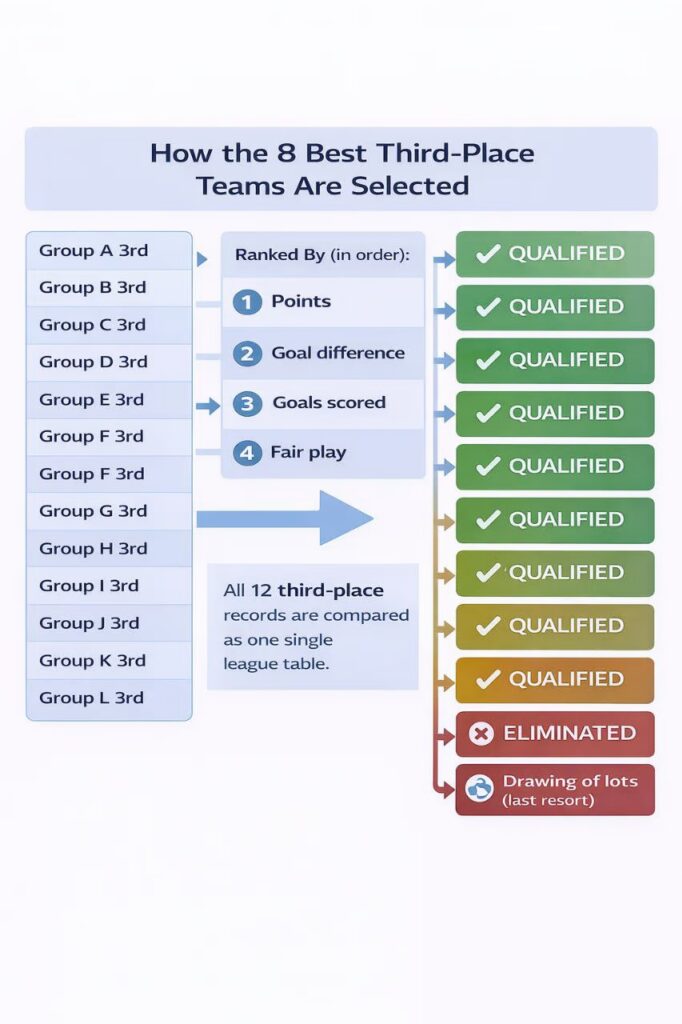 A graphic titled How the 8 Best Third Place Teams Are Selected 1